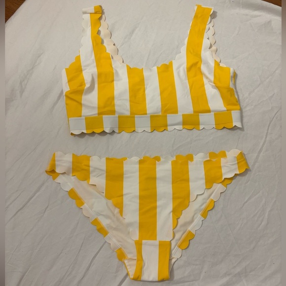 H&M Bikini Set Yellow White Striped M/L - Picture 1 of 5
